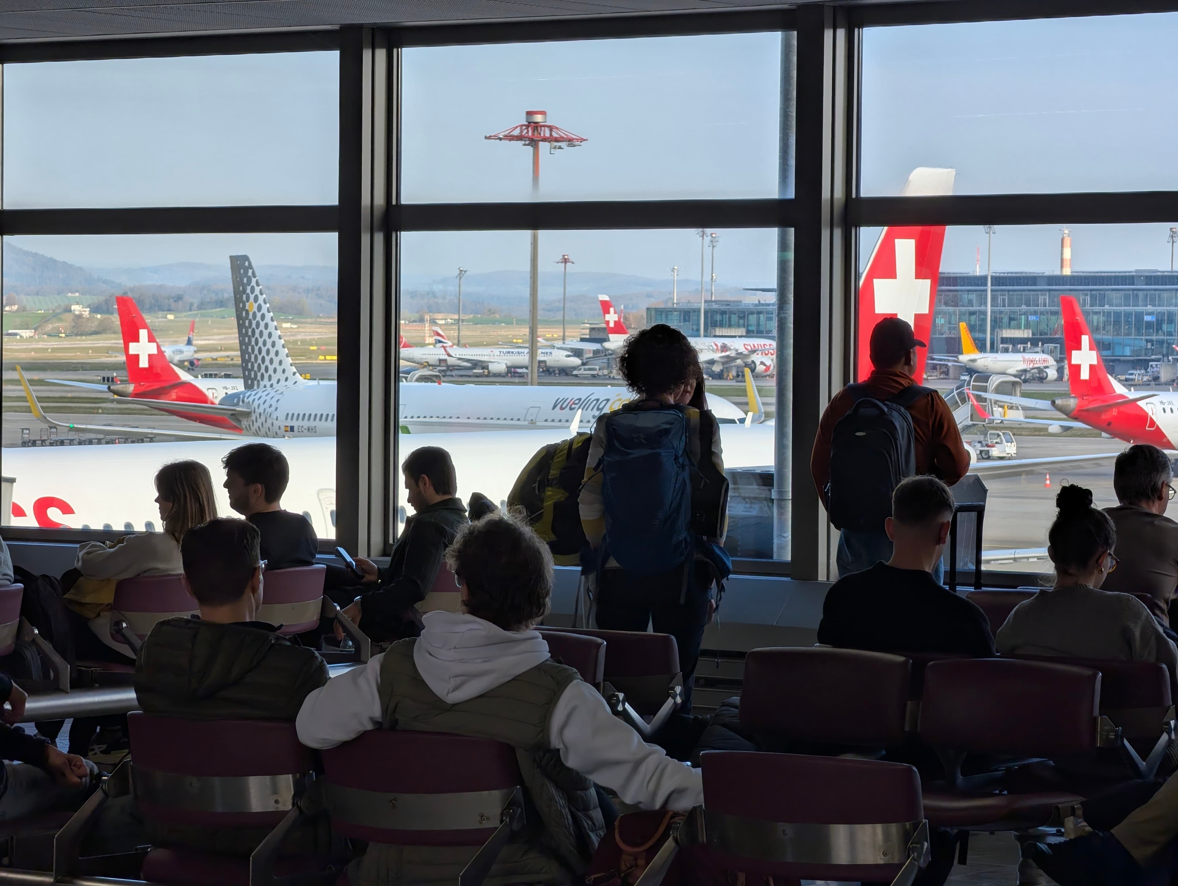 A Swiss International Air Lines aircraft at an airport gate