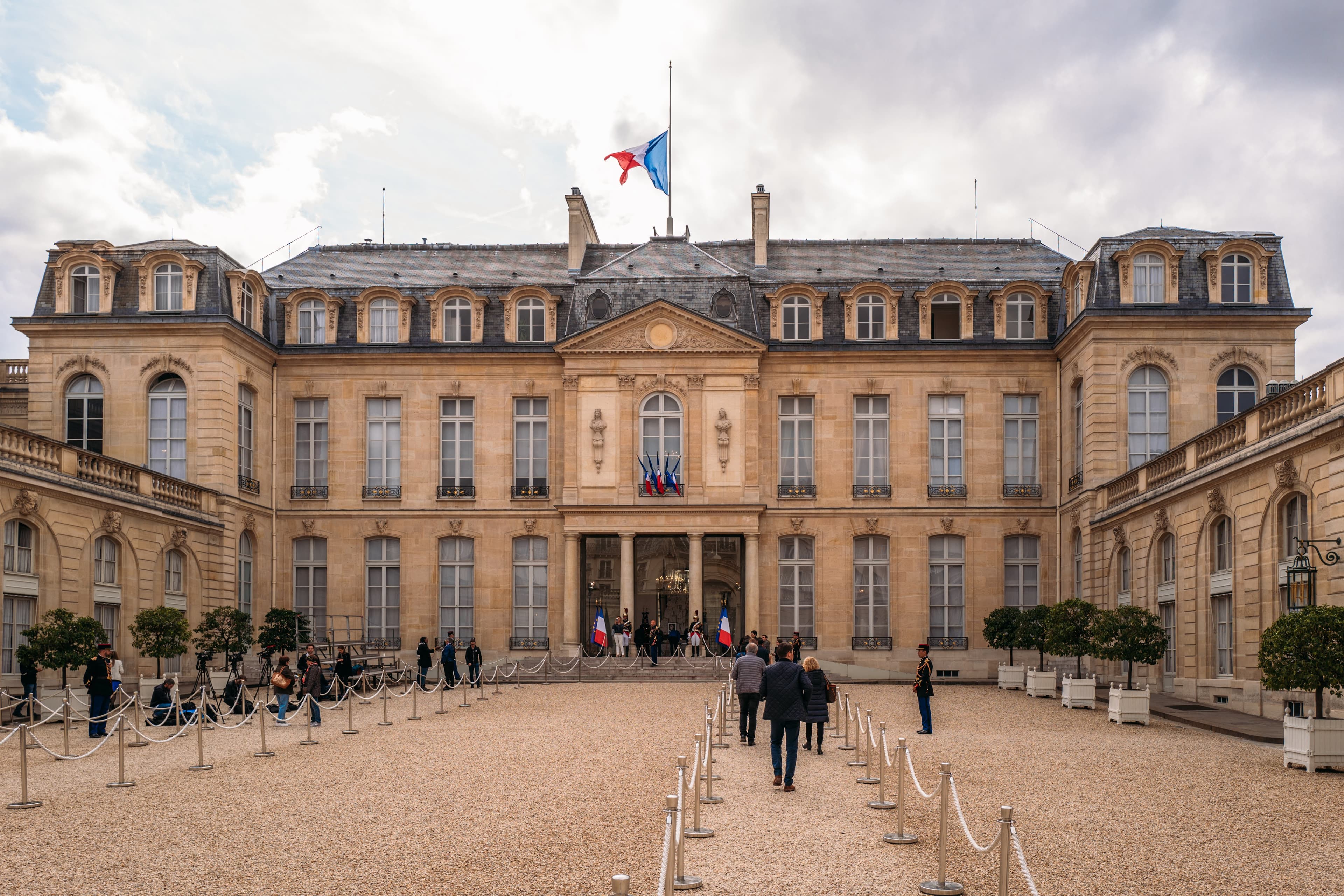 The facade of the Elysee Palace in Paris