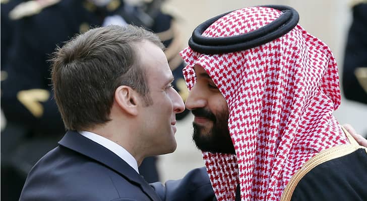 Emmanuel Macron and Saudi Crown Prince Mohammed bin Salman