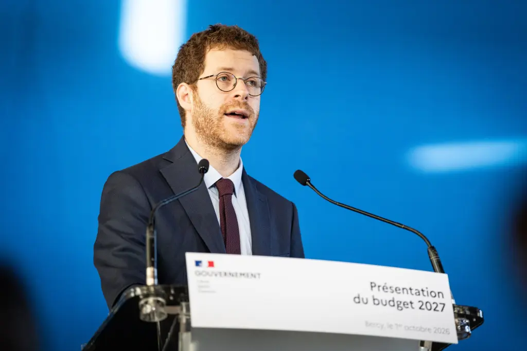 Le ministre charge des Comptes publics David Amiel lors de la presentation du budget 2027 a Bercy